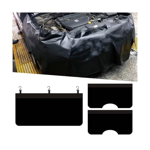 KHGUZ 3PCS Car Fender Covers, PU Leather Mechanic Magnetic Vehicle Fenders Protector with Hooks, Anti Scratch Protective Mat Pad for Repair Automotive Work, Universal for SUV, Sedan, Truck (Black)