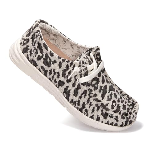 Image of Women's Canvas Loafers, Comfortable Slip-On Walking Shoes | Breathable Fabric Upper, Flexible Boat-Shoe Styling, Easy On and Off for Errands, Travel, Commuting and Everyday Wear