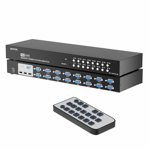 16 Port VGA KVM Switch 1U Rack Mount