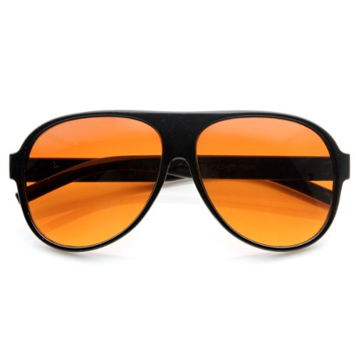 Retro 80S Tear Drop Plastic Aviator Sunglasses W/Blue Blocking Lens (Black) #TOP25