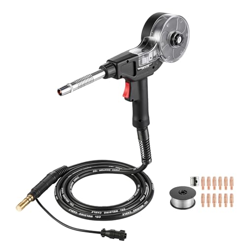 VEVOR 135Amp Spool Gun with 10FT Cable Replacement for Miller Spoolmate 100 - with 11PCS Mig Welding Contact Tips ER4043 0.035 Aluminum Mig Welding Wire & Toolbox