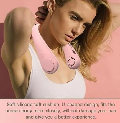 Image of USB Neck Hanging Fan Personal Hands-Free Fan Neckband Fan - Rechargeable 3 Speeds 360 Degree Headphone Design for Home, Sport, Camping, Beach, Travel, Office(Pack of 1, Multicolor)