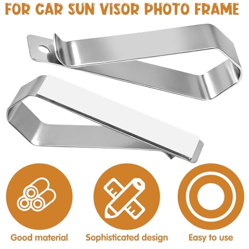 Image of HINGTAI 6Pcs Car Sun Visor Photo Frames, Visor Clips for Cars DIY Sunshade Photo Frame Clip Stainless Steel Material, Not Easy to Damage Strong Hold Accessory for Car, Home & Office