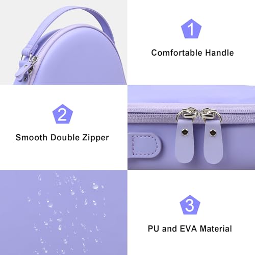 Étui AirPods Max Canboc violet en cuir PU rigide avec mode sommeil et espace câbles - 7