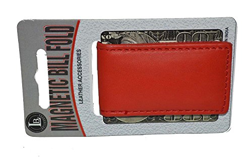 Image of LB LEATHERBOSS Men's New Leather Strong Magnetic Money Clip (Red)