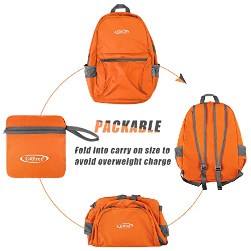 Image of G4Free 20L Small Packable Travel Hiking Backpack for Men Women | Lightweight Foldable Waterproof Daypack for Outdoor, Orange Update