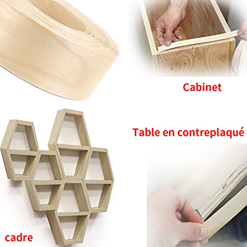 Skelang Melaminkante, Melaminkantenumleimer, Melaminkante zum Aufbügeln, für Regal, Schrank, Türrahmen, Birke, 50mm x 15m