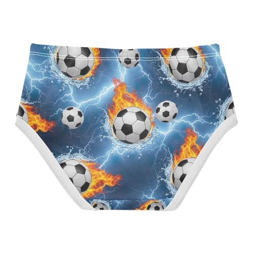 Underwear Girls, Soccer Balls Water Flames Toddler Girl Briefs, Cotton Girls Underwear, 2T–8 Years2
