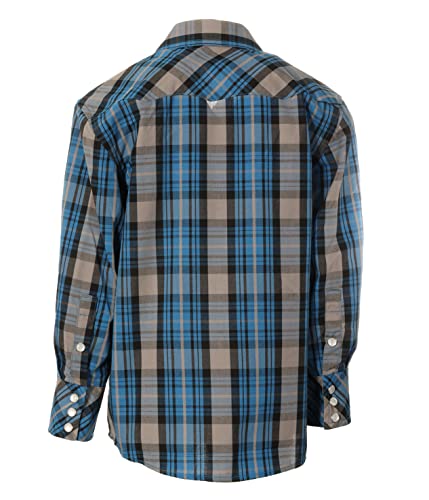Image of Gioberti Boys Casual Western Plaid Long Sleeve Pearl Snaps Shirt