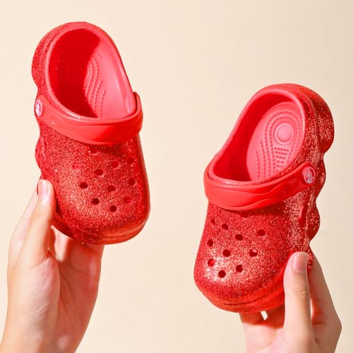 Image of Toddler Clogs for Girls Lightweight Kid Garden Clogs Breathable Slip-on Slides Sandals Slippers Children's Beach Water Shoes (Glt hon, 25) Red