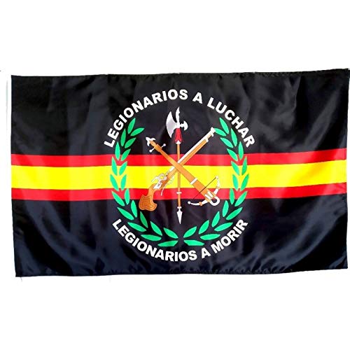 Bandera de España de Legion Negro 150 x 90 cm Satén Durabol