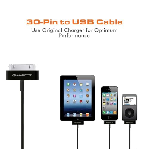 Amkette 30 Pin to USB Charging & Data Sync Cable for iPhone 3G/3GS/4/4s/iPad 1/2/3, iPod Nano 5th/6th Gen and iPod Touch 3rd/4th Gen -1.5m (Black) - Image 3