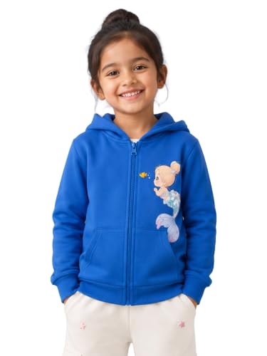 Image of Unisex Kids Solid Full Sleeve Zip Front Open Hooded Sweatshirt