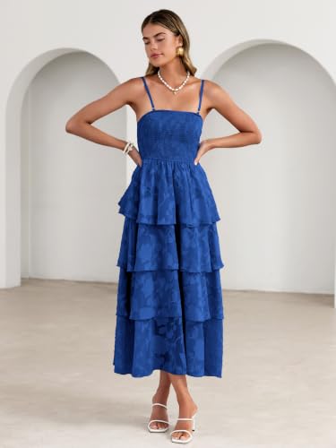 Image of Simplee Womens Summer Strapless Maxi Dress 2026 Boho Floral Off Shoulder Wedding Guest Dresses Tiered Beach Long Sundress