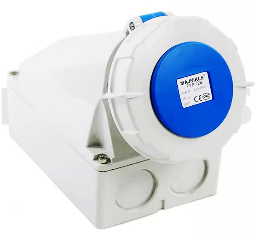 Connecteur de prise industriel TYP 128 monophasé tripolaire 63A 6H