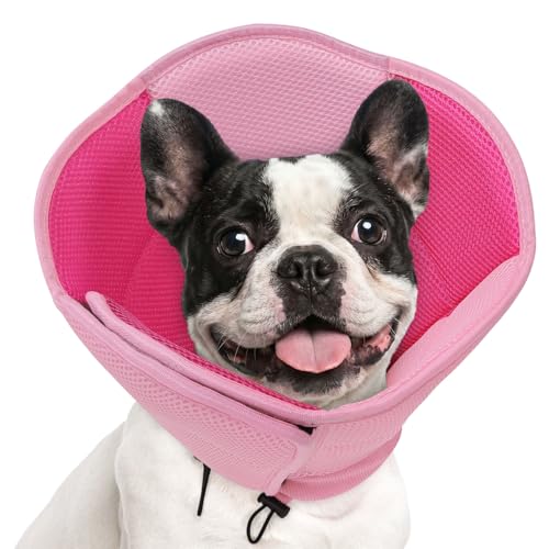 Image of AOFITEE Dog Cone - Soft Dog Cone Collar to Stop Licking, Adjustable Comfy Cones for Dogs After Surgery, Foldable Cones for Dogs Elizabethan Pet E-Collar for Medium Pets, Pet Recovery Collar, Pink M