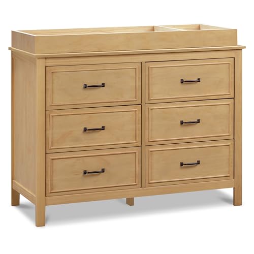 Image of Davinci Charlie 6-Drawer Baby Dresser - Wooden Double Chest of Drawers for Kids, Boys and Girls - Multi-Purpose Storage Dresser for Bedroom, Nursery, Living Room & Hallway, Easy to Assemble - Honey