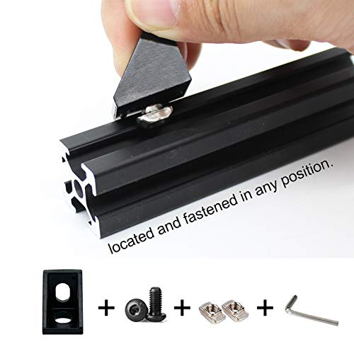 Image of 20 Sets 2020 Aluminum Extrusion T Slot Corner Bracket 20 Series Extruded Hardware 90 Degree Right Angle Connector with M5 Bolts Nuts for 20 /20 80 20 2040 T V Slot Black Aluminum Profile