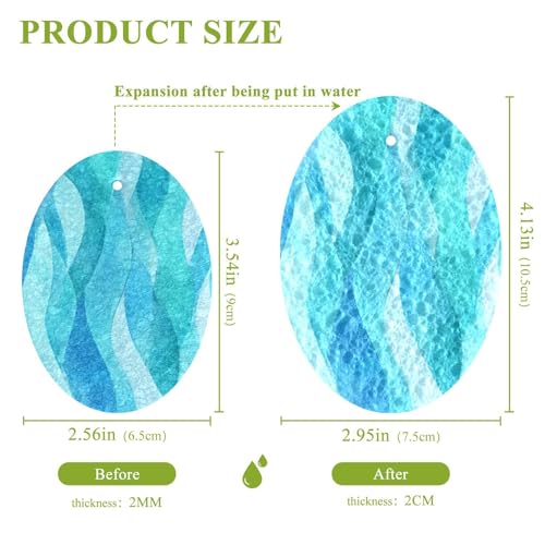 Image of Kcldeci 3 Pack Kitchen Scrub Sponges Watercolor Sea Ocean Wave Blue Teal Turquoise Colored Wave Kitchen Dish Sponge Non-Scratch Microfiber Sponge for Household Cleaning Dishes, Pots and Pans
