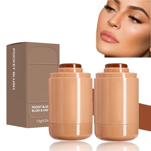 Colorete En Barra De Bolsillo, Crema De Maquillaje Multiusos En Gelatina, Hidratante Transparente Para Cara, Mejillas, Labios Y Ojos (06, 2 Piezas)