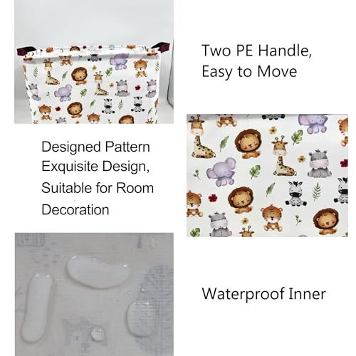 Image of Rectangle Storage Basket Cute Canvas Organizer Bin for Pet /Children Toys, Books, Clothes Perfect for Rooms /Playroom (Elephant)