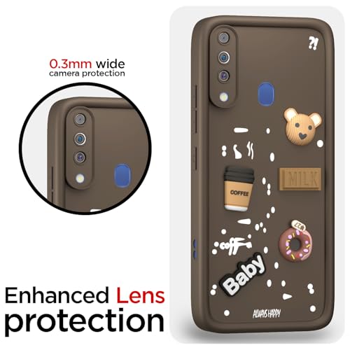 Image of Pikkme Back Cover for Samsung Galaxy M30 | 3D Bear Silicone Cute & Fun Coffee Cartoon | Full Body Protection Bumper Case (Brown)