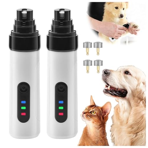 ペット用電動爪やすり 犬猫兼用 ペット爪切り 2段階の速度調節 小動物用爪研ぎ器 爪切り 爪とぎ 爪削り 爪鑢 USB充電式 2枚予備の研ぎヘッド付き 安全簡単 初心者 コンパクト 切りやすい すぎ防止 怪我防止 2pcs