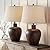 Regency Hill Glenn Farmhouse Rustic Southwestern Natural Cottage Table Lamps 27" Tall Set of 2 Dark Terra Cotta Tapered Fabric Drum Shade Decor for Living Room Bedroom House Bedside Nightstand
