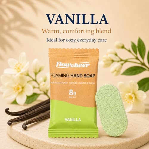 Image of flowcheer Foaming Hand Soap Refill Tablets, 12 Pack Makes 108 fl oz (12 x 9 fl oz Bottles) Vanilla Fragrance,Fresh & Clean Handwash, No Plastic Bottle