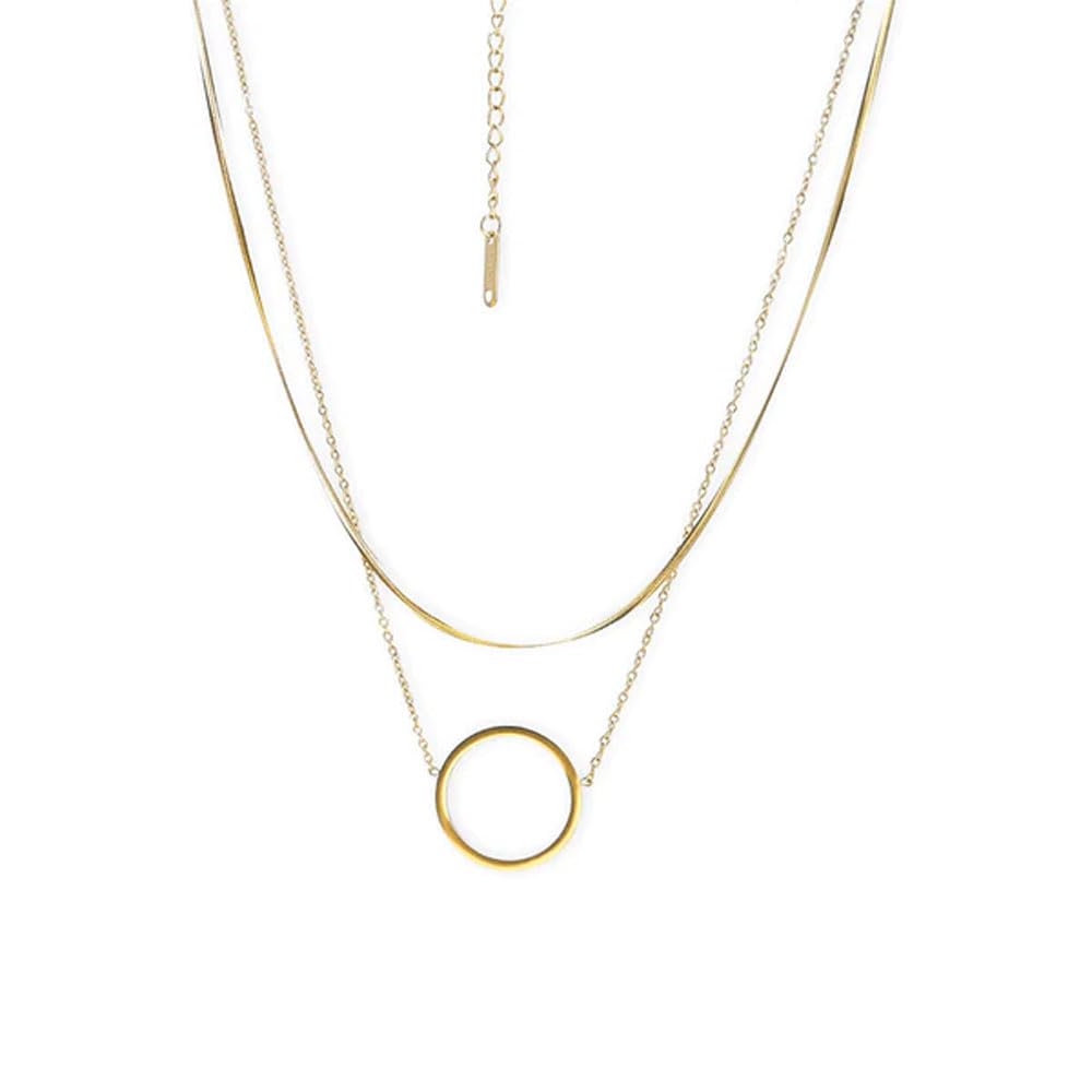 palmonas Circle Ring Double Layer Necklace for Women - 18K Gold Plated Necklace, Women's Jewellery | Gift for Girls & Women-picture-25