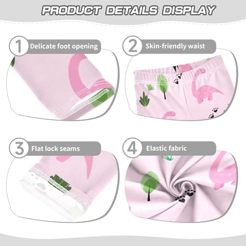 Pink Dinosaurs Girls Leggings,Workout Leggings for Girls Toddler Athletic Legging Size for 3-10T3