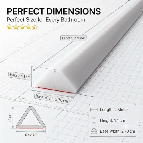Image of Silicone Shower Water Barrier Strip 2 Meter, Flexible Bathroom Water Dam with Self Adhesive Tape & Sealant, Waterproof Floor Threshold Strip for Shower, Bathtub, Kitchen & Wet Areas