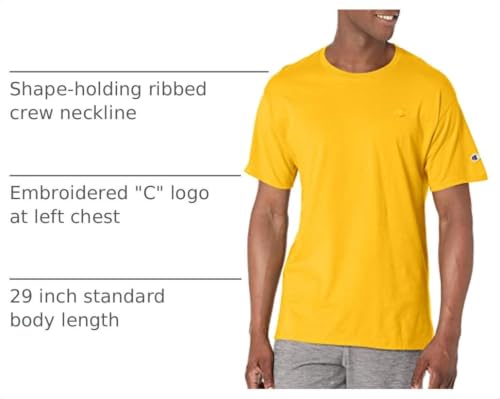 Champion Men's Classic Short Sleeve T-Shirt, Standard Fit, Midweight 100% Cotton, Available in Regular and Big & Tall, Gold, Small - image 4