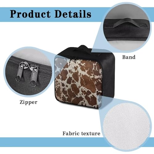 Image of Gomyblomy Brown Cow Print First Aid Kit Empty First Aid Kit Bag Large Capacity Travel Medicine Bags Portable Emergency Kits Medical Supplies Organizer Bag for Home Car Camping