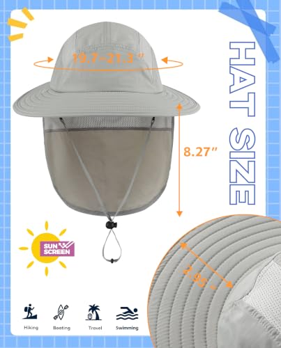 Image of Home Prefer UPF 50+ Boys Sun Hat with Neck Flap Wide Brim Summer Beach Bucket Hat for Boys Girls Toddler Kids Safari Hat