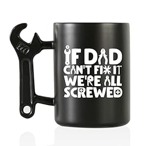 Onebttl Dad Gifts Coffee Mug with Wrench Spanner Handle, Gifts for Dad from Daughter and Son, 13.5oz Funny Ceramic Mug for Father on Birthday, Father's Day, Christmas - Dad Can Fix Onebttl Dad Gifts Coffee Mug with Wrench Spanner Handle Gifts for Dad from Daughter and Son 135oz Funny Ceramic Mug for Father on Birthday Fathers Day Christmas Dad Can Fix