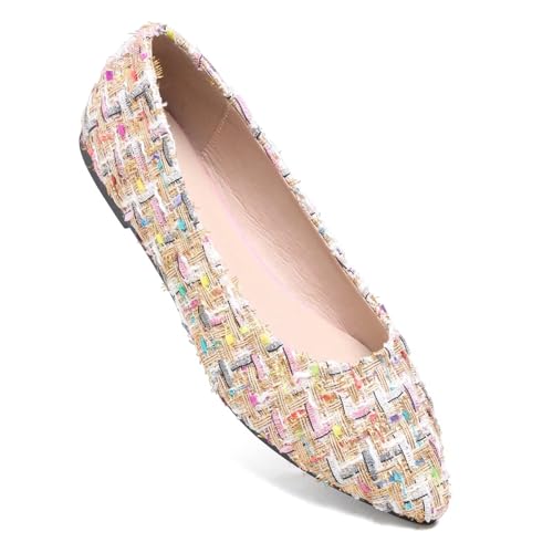 Image of Dear Time Women's Flats Pointed Toe Comfortable Dressy Multicolored Slip On Loafer Flats for Work