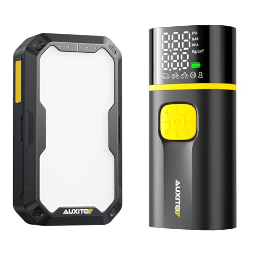 AUXITO A502 Tire Inflator Portable Air Compressor & AUXITO Portable Jump Starter - Detailed View