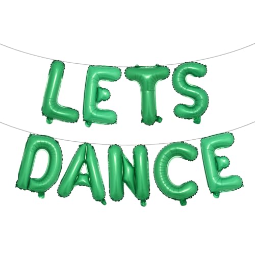 Letter Balloons - LETS DANCE 16" Inch Alphabet Letters Foil Mylar Balloon Kids Birthday Party Balloon Banner (LETS DANCE Green)