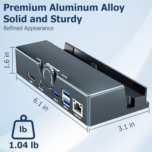 Switch 2 Dock,Premium Metal Switch 2 Docking Station with Adjustable Knob,Works with Protective Case,Support 4K@120Hz HD,Gigabit Ethernet,Compatible with Switch OLED/Legion Go 2 by RuntoGOL - Image 4