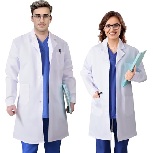 Sithkup Camice Laboratorio Chimico Camice da Laboratorio, Adatto a Studenti di Medicina, Medici e Infermieri Dell'ospedale per il Lavoro Quotidiano (M)