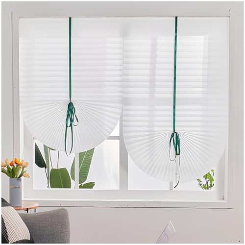 Paquete de 2 Cortinas Plisadas, Cortinas Plisadas Autoadhesivas - Tela no Tejida, Opacas, con 4 Clips, Fuerte y fácil Ajuste, para Hogar y Oficina Fácil Instalación(White,90 * 150cm/35.4 * 59in)