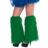 Amscan Furry Plush Adult Costume Leg Warmers, 1 Pair, 16', Green
