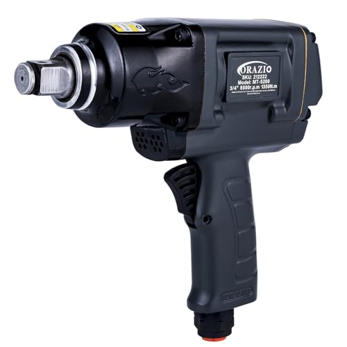 ORAZIO Air Impact Wrench 3/4 Twin Hammer 1000Nm Garage Car Truck Wheel Tyre Bolts Removal Installation Pneumatic Tool (Budget) 212222