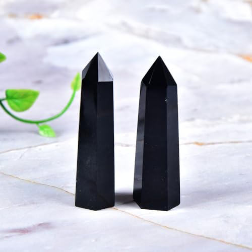 Obsidiana natural columna hexagonal de 70mm varita mineral curativa LVTFCO 3