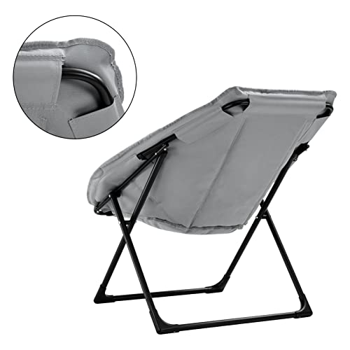 Acozyhom Suede Fabric Hexagon Moon Chair, Folding Lazy Chair With Thick Cushion And Metal Frame, Accent Lounge Lazy Chair, Leisure Padded Seat For Living Room, Balcony, Bedroom, Office, Grey #TOP4