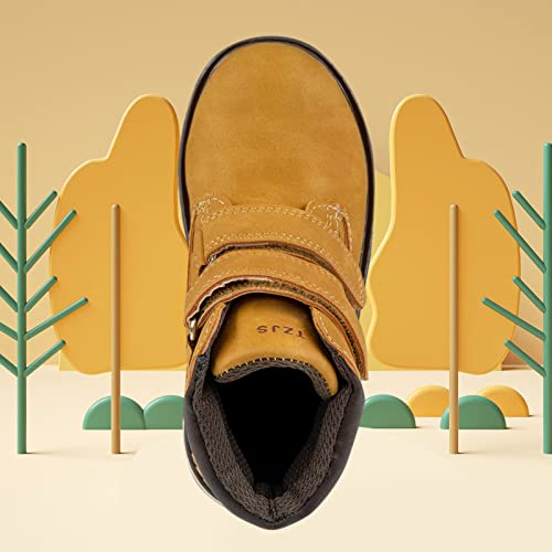 Tzjs Kids' Hiking Work Boots For Boys Girls, Waterproof Outdoor Ankle Boots With Hook And Loop（Camel 12） #TOP4