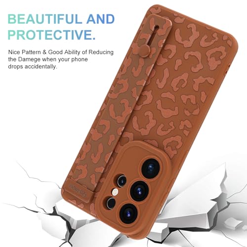 Image of Compatible with Samsung Galaxy S26 Ultra Case with Strap Wrist Brown