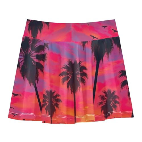 Girls Skorts Athletic Shorts Palm Trees Sunset Pink Orange Kids Tennis Skirts Cheer School 3t2