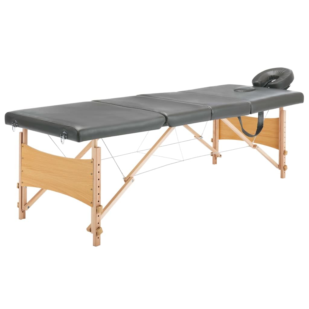 Generisch Massageliege 4-Zonen Holzgestell Anthrazit 186x68 cm,Gesundheit & Schönheit,Körperpflege,Massage & Entspannung,Massagetische,17.85KG,110173